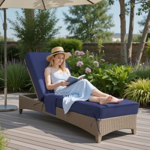 Crestlive 6-Inch Thick Outdoor Chaise Lounge Cushion with Pillow, 72"x21"
