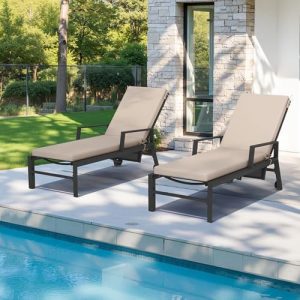 Crestlive Chaise Lounge Cushions Outdoor Set of 2, 72"x21", Water Resistant