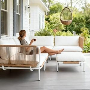 Oversized Outdoor Couch, 2-Seater Modular Sectional Sofa with Cushions
