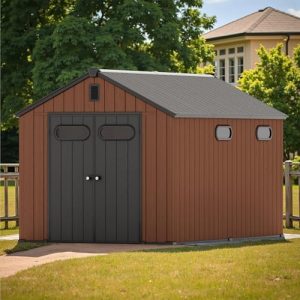 8x12 FT Plastic Outdoor Storage Shed, Resin Waterproof Garden House