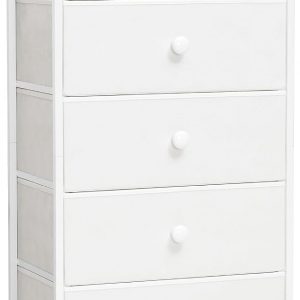 Fabric Dresser for Bedroom, 7-Drawer Tall Vertical Storage Tower (White)