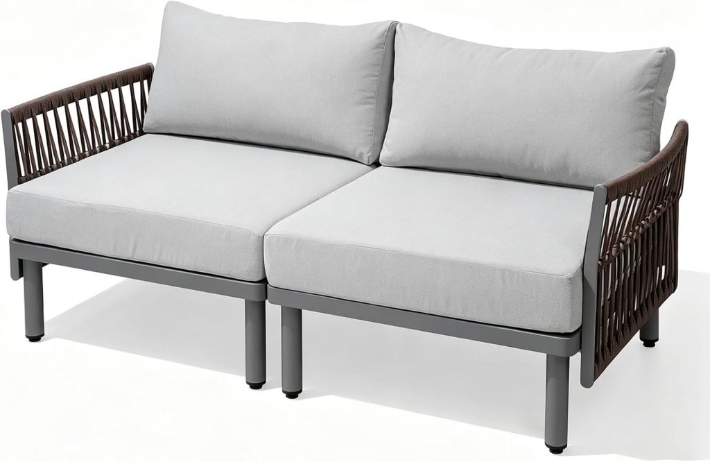 Crestlive Products Outdoor Sofas, Patio Conversation Set for Garden, Lawn, Pool, Backyard (Total Black)