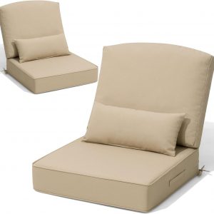 Crestlive Outdoor Deep Seat Cushion Set of 2, with Pillow, 24x24x5.5