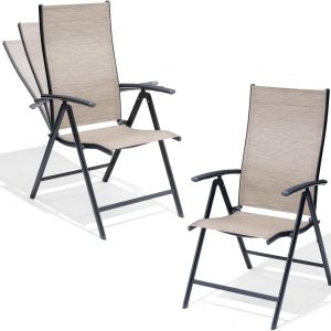 Crestlive Products Folding Patio Chairs Set of 2, Foldable Outdoor Chair