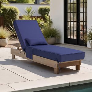 Crestlive 6-Inch Thick Outdoor Chaise Lounge Cushion with Pillow, 72"x21"