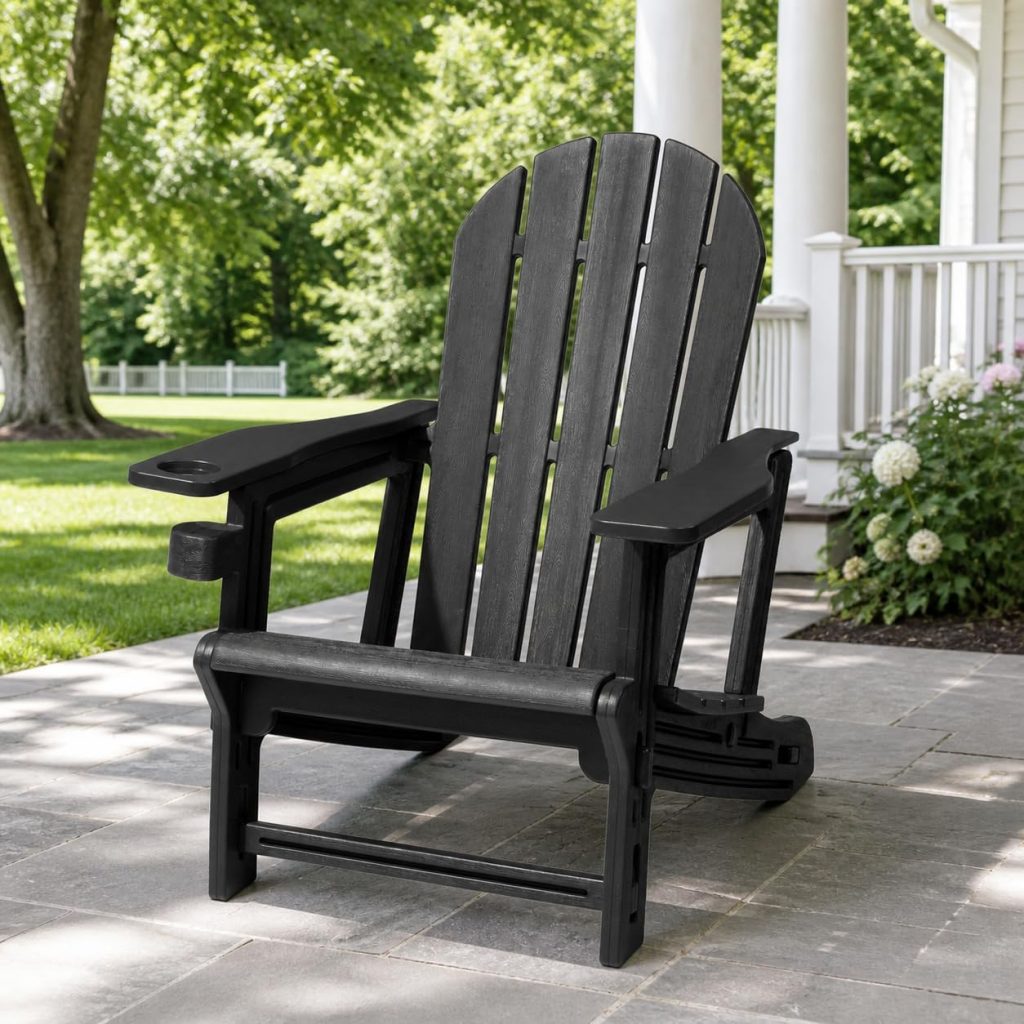 CRESTLIVE HDPE Adirondack Chairs with Cup Holder, Set of 1