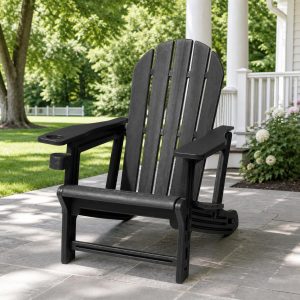 CRESTLIVE HDPE Adirondack Chairs with Cup Holder, Set of 1