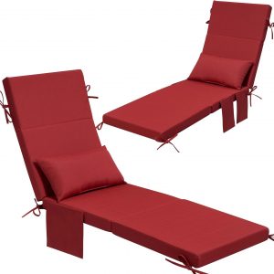 Crestlive Foldable Outdoor Lounge Chair Cushions w/Pillow&Pocket, 72"x21"