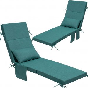 Crestlive Foldable Outdoor Lounge Chair Cushions w/Pillow&Pocket, 72"x21"