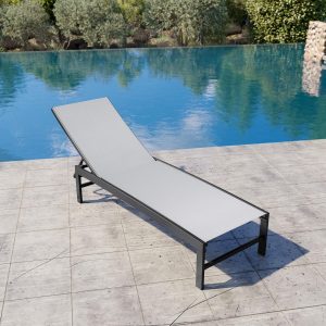 Crestlive Products Chaise Lounge Chair Outdoor, Adjustable 5 Positions Pool Tanning Recliner, Outdoor Lounge Furniture Perfect for Patio, Beach, Yard, Pool