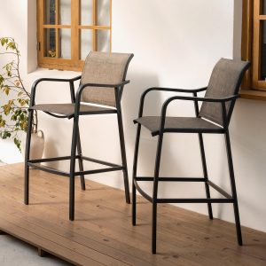 Crestlive 28.7" Outdoor Bar Stools Set of 2, 500 lb Mesh Patio Bar Chairs