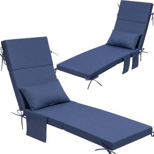 Crestlive Foldable Outdoor Lounge Chair Cushions w/Pillow&Pocket, 72"x21"
