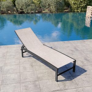 Crestlive Products Chaise Lounge Chair Outdoor, Adjustable 5 Positions Pool Tanning Recliner, Outdoor Lounge Furniture Perfect for Patio, Beach, Yard, Pool
