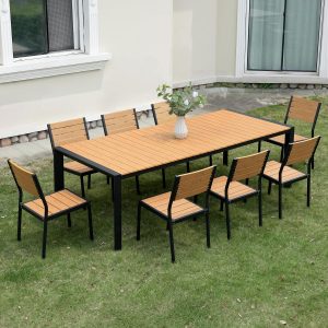 Crestlive 9 Pieces Outdoor Dining Set 83" Patio Table and Chair Sets for 8