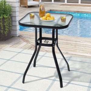 Crestlive Products Outdoor Dining Table for 6, 70" Rectangular Patio Table with Metal Frame 1.6" Umbrella Hole for Backyard Balcony Garden, White