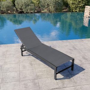 Crestlive Products Chaise Lounge Chair Outdoor, Adjustable 5 Positions Pool Tanning Recliner, Outdoor Lounge Furniture Perfect for Patio, Beach, Yard, Pool