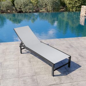 Crestlive Products Chaise Lounge Chair Outdoor, Adjustable 5 Positions Pool Tanning Recliner, Outdoor Lounge Furniture Perfect for Patio, Beach, Yard, Pool