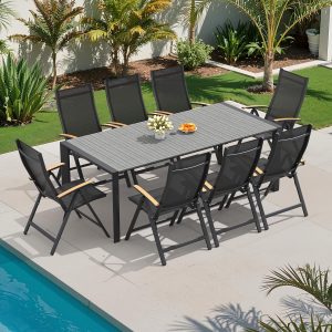 Crestlive Products 9 Pieces Aluminum Outdoor Patio Dining Set of 8