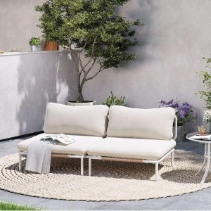 Oversized Outdoor Couch, 2-Seater Modular Sectional Sofa with Cushions